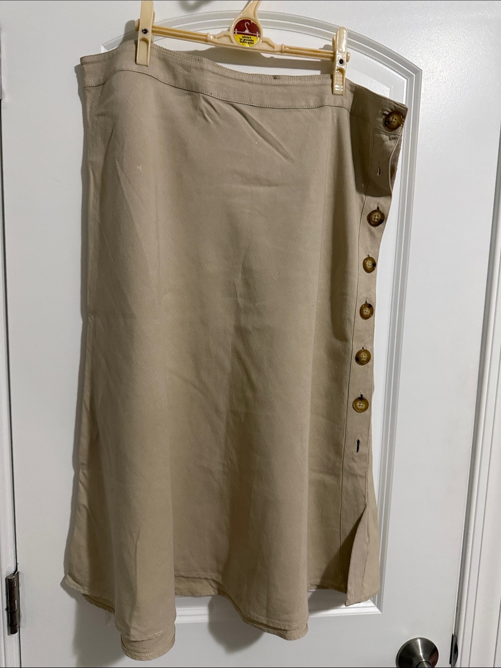 Nautica Khaki A-Line Skirt with Side Button Trim